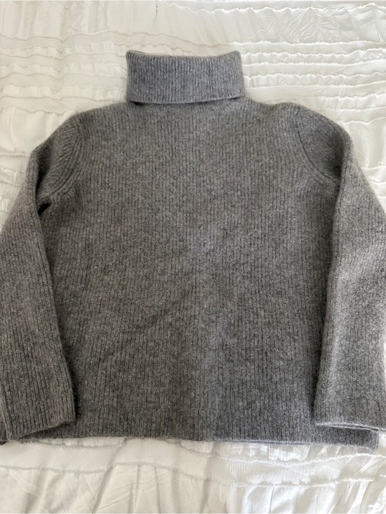 Quince Sweaters - Quince 100% Mongolian Cashmere Fisherman Turtleneck Sweater Heather Grey